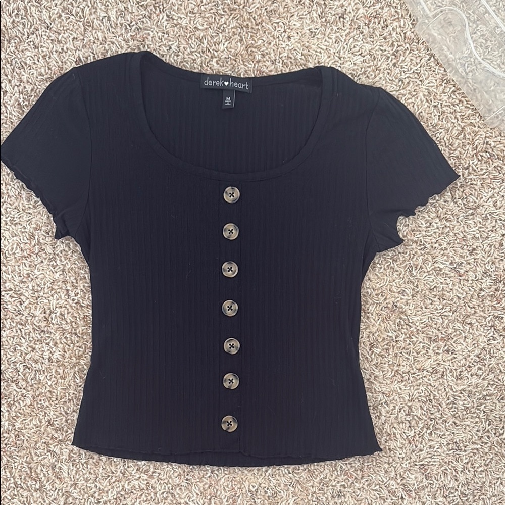 Derek Heart Black Fitted Button Down Shirt